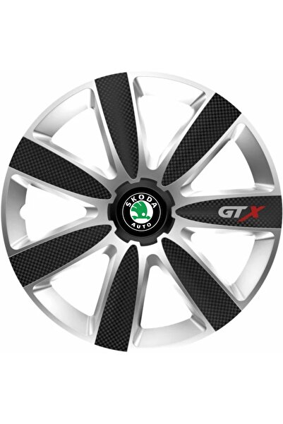 OEM Set de 4 capace de jantă GTX Carbon Gri-Negru R14, pentru Skoda