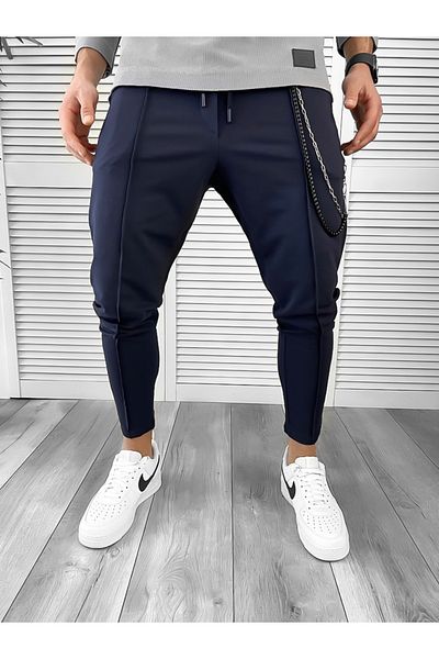 dehaine Men's cotton sweatpants, 10274, navy blue