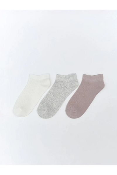 LC Waikiki Ciorapi papuci simpli pentru femei LCW DREAM Ecru, pachet de 3