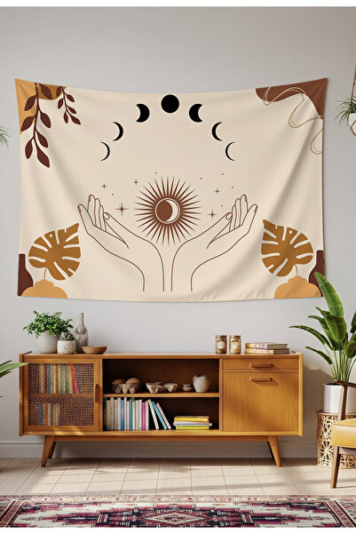 GREENDECOR Mandala Yaprak Çiçek Minimalist Bohem Duvar Örtüsü Halısı Duvar Sa...