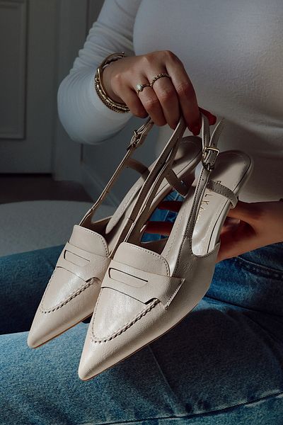 POLKA STORE Mask Pointed Toe Saddled Short Kitten Heeled Masculine Comfortable Stylish Women's Shoes