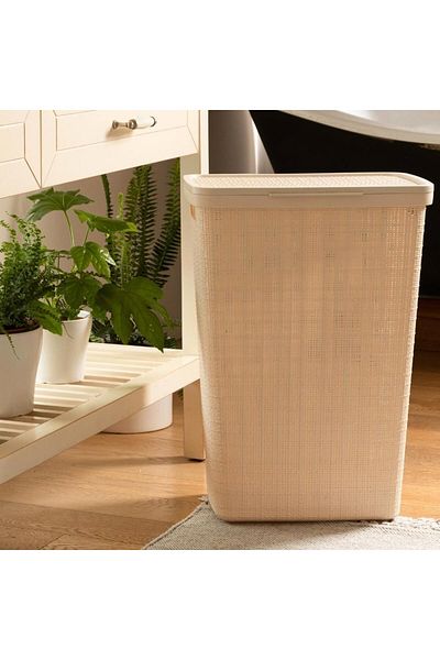 CURVER Cos rufe, Curver, 2 manere, capac, bej, 58 L, 43x34x60 cm