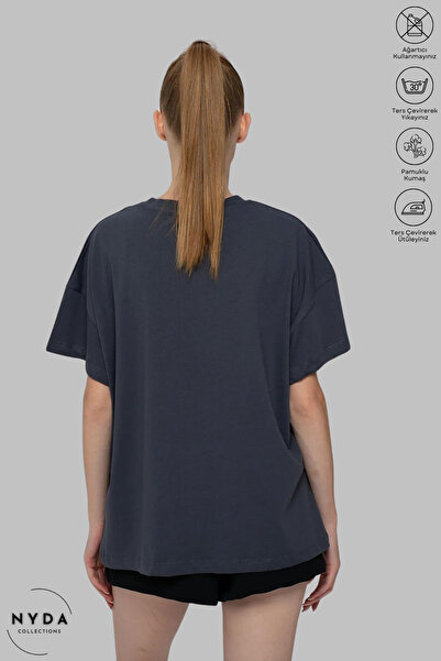 Nyda Collections Women's Crew Neck Sea Creatures Printed Cotton Oversize Short Sleeve T-Shirt