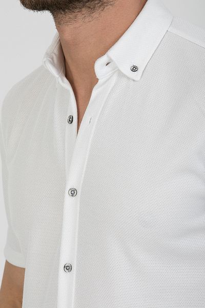Klothy Men's Short Sleeve Slim Fit Knitted Shirt 2588