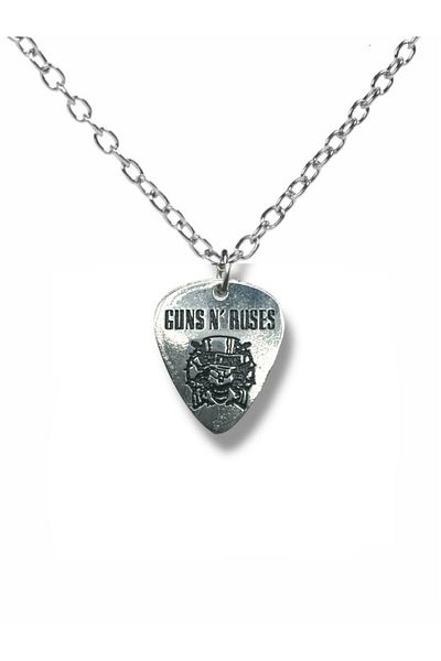 Herşey Nota Guns N' Roses Pen Necklace – Double Sided Rock Hand Pointed Unisex Metal Necklace (60 cm Chain)