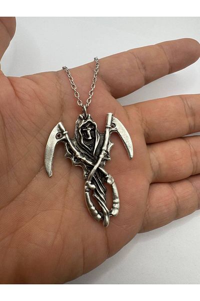 Herşey Nota Death Angel Unisex Metal Necklace with Angel Figure – 60 cm Chain
