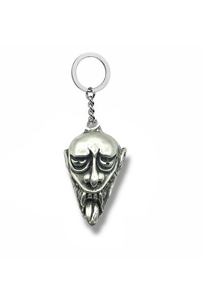 Herşey Nota Tongue Out Gothic Mask Figured Unisex Metal Keychain – Durable Design