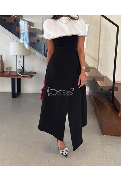 ALANOOD FASHION Lamia's elegant black and white dress