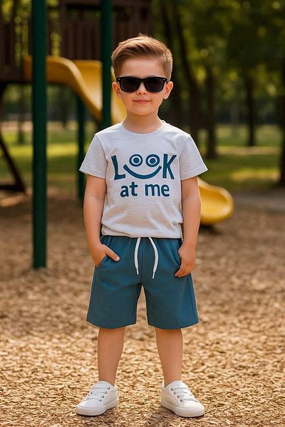 krm kerem bebe New Season Look at Me Written Summer Stylish Boy's Suit