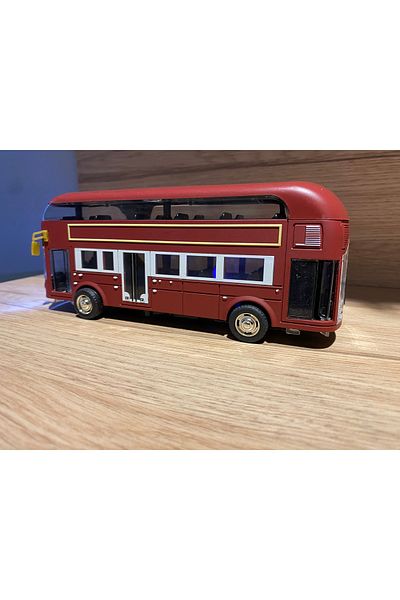 liss çarşı Classic Double Deck Bus Metal Sound Light Doors Open and Pull Drop 100% Giant Bus