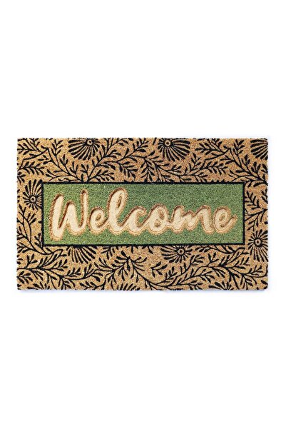 OPTIM DEKO Door Mat, Coconut Fiber and Rubber, Welcome, 75x45 cm