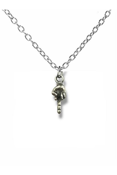 Herşey Nota Unisex Metal Necklace with Middle Finger Point – Provocative Design 60 cm Chain