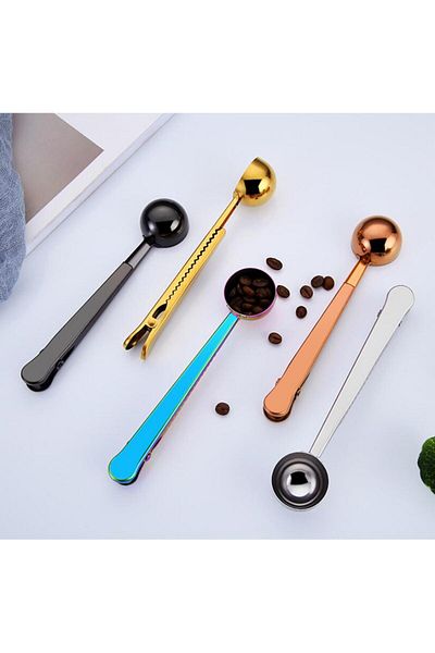 Generic Coffee Spoon with Clip - Black