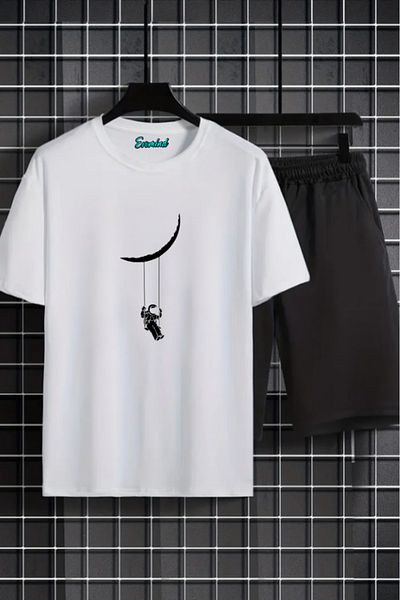 Evomind Swinging Astronaut Printed Unisex Shorts T-Shirt Set