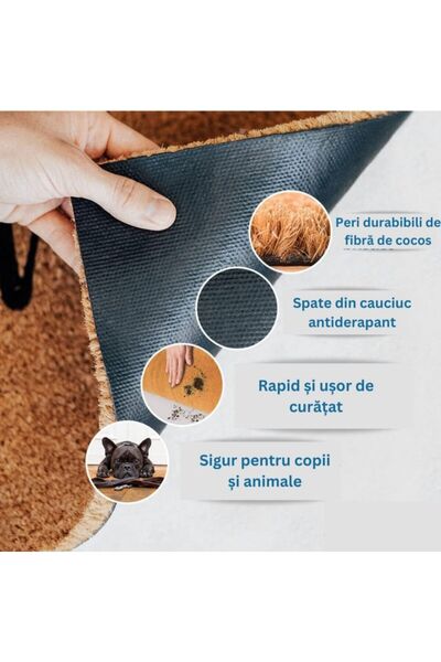 OPTIM DEKO Entrance Mat, Coconut Fiber and Rubber, Dm 55, PROSECCO - 60x40 cm