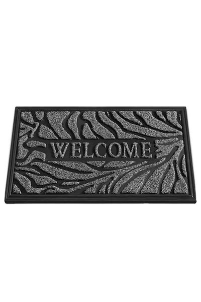OPTIM DEKO Entrance Mat, Durable, WELCOME, Rubber and Polyethylene, DM17, 75 X 45 cm, Gray