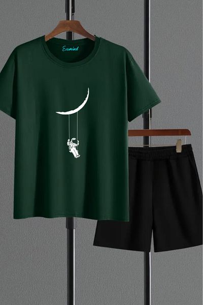 Evomind Swinging Astronaut Printed Unisex Shorts T-Shirt Set