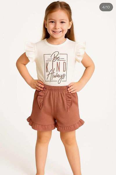 krm kerem bebe New Season Ruffled Stylish Girl's Summer Suit