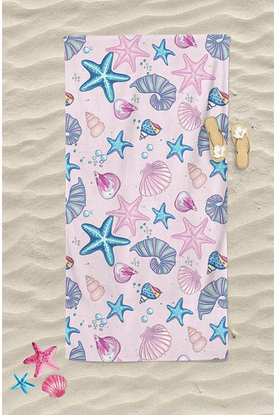 Erays Home Marine Fish Starfish Digital Printed Beach Towel Unisex Beach Towel Sea Towel