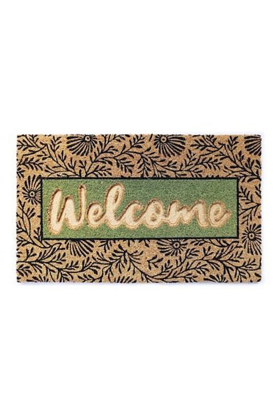 OPTIM DEKO Door Mat, Coconut Fiber and Rubber, Welcome, 75x45 cm