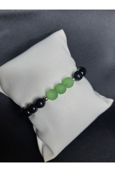 MRYart سوار مصنوع يدويًا من حجر الهيماتيت الأسود الطبيعي وحجر اليشم الطبيعي -...