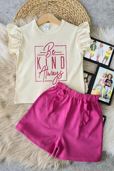 krm kerem bebe New Season Ruffled Stylish Girl's Summer Suit
