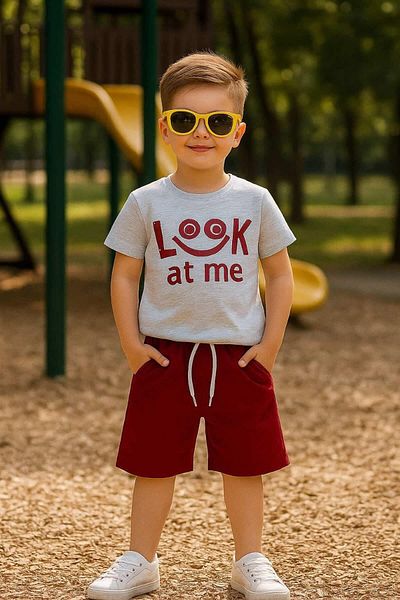 krm kerem bebe New Season Look at Me Written Summer Stylish Boy's Suit