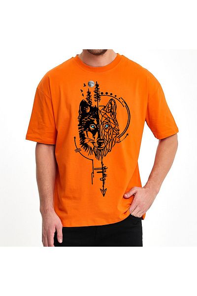 Uniquetex Vek Oversize Wolf Printed T-Shirt