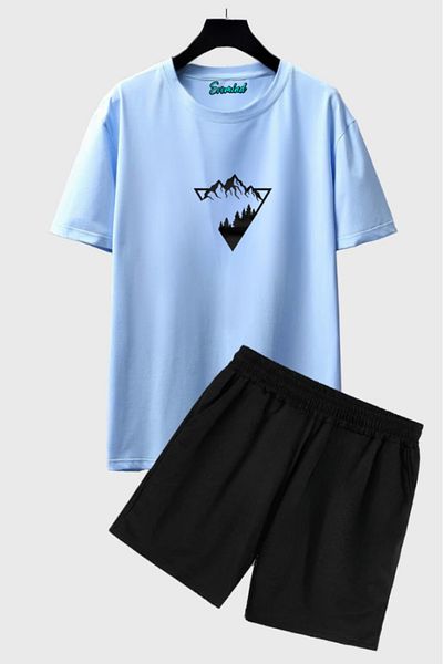SevMode Mountain Printed Unisex Shorts T-Shirt Set