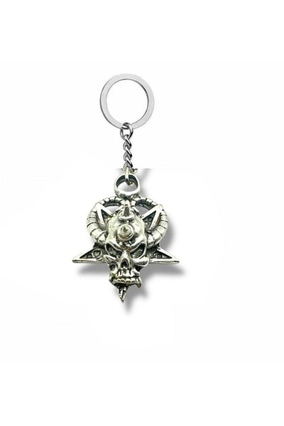 Herşey Nota Devil Goat Devil Figured Unisex Metal Keychain – Durable Design