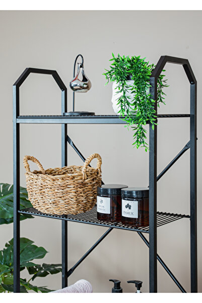 Uyan Ev Ürünleri UYAN EV ÜRÜNLERİ Klozet Üstü Raf Metal Siyah 3 Raflı Dekoratif Banyo Düzenleyici