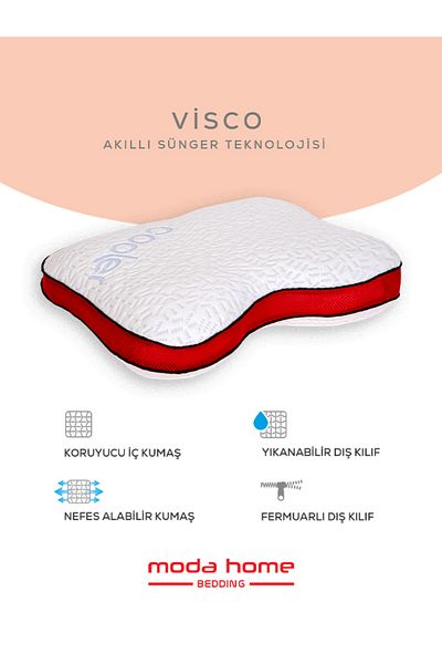 moda home bedding Visco Orthopedic Snoring Reducing-Preventive Pillow, Double-Sided Cold Fabric Anti-Sweating Pillow