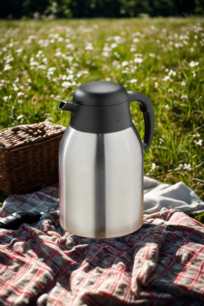 Yaren Style ترمس ستانلس ستيل مزدوج الطبقة سعة 2 لتر - 12 ساعة ساخن، 24 ساعة ب...