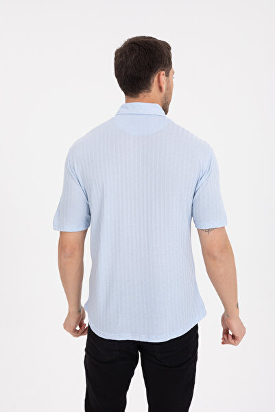 Klothy Ανδρικό κοντομάνικο πλεκτό πουκάμισο με λεπτή εφαρμογή 2613
