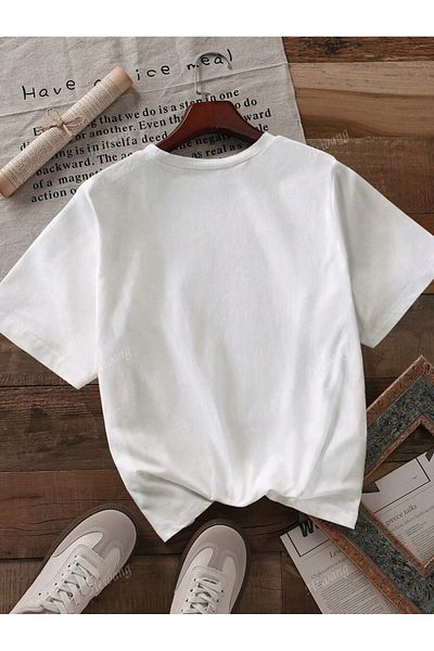 PALPİTO Tricou oversize unisex cu pisică care mănâncă paste albe