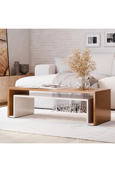 HomeAlışveriş Vipahşap ALEXO Orta Sehpa 90*45 Ceviz-Beyaz