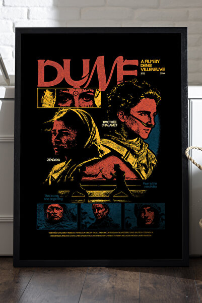 Duvarda Αφίσα Dune με μαύρο ξύλινο πλαίσιο, ζωγραφική τοίχου ταινιών