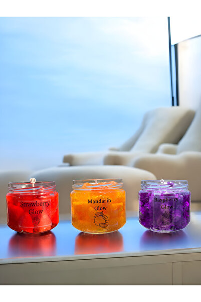 LUMİNARY CANDLE 3'lü Çilek, Mandalina Ve Ahududulu Jel Mum Seti