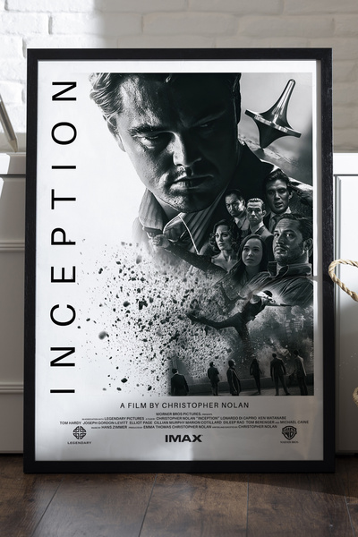 Duvarda Poster cu ramă din lemn negru Inception, pictură murală cu tematică d...
