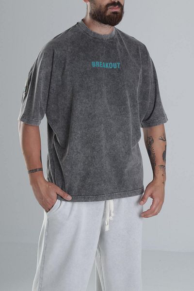 COCOPELLI Μπλουζάκι με σχέδιο Breakout Washed Anthracite Oversize