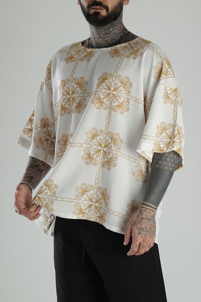 COCOPELLI Κίτρινο κέντημα κεντημένο μπλουζάκι Oversize