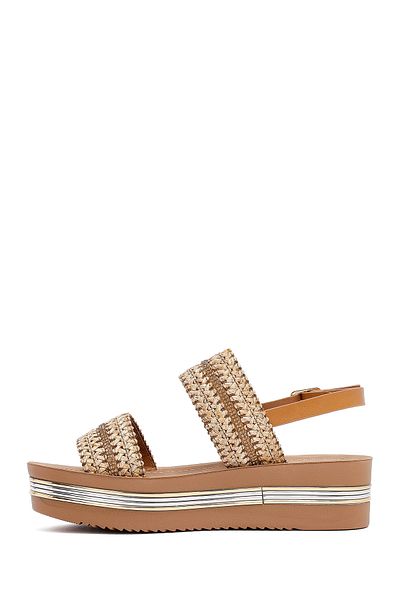 Derimod Women's Tan Thick Soled Braided Sandals 25Sfe464714