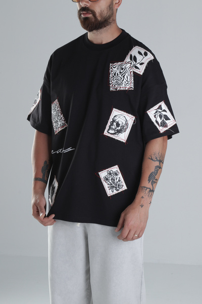 COCOPELLI Tricou cu design negru cu model de plasture