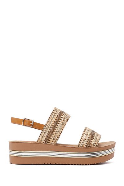 Derimod Women's Tan Thick Soled Braided Sandals 25Sfe464714