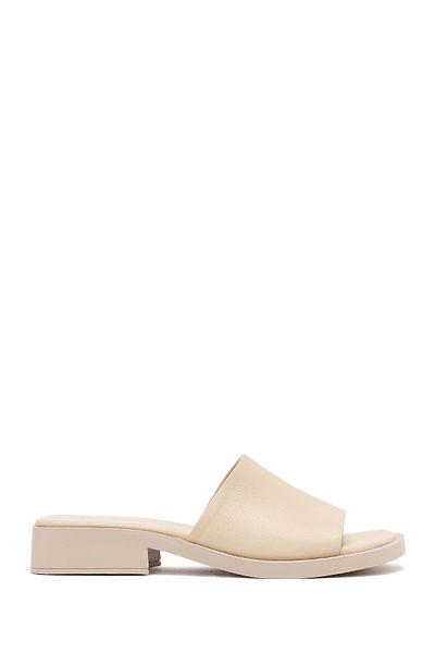 Derimod Women's Cream Casual Leather Slippers 25Sfd200018