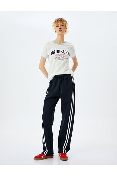 Koton New Season Slogan Printed Cotton Crew Neck Short Sleeve T-Shirt