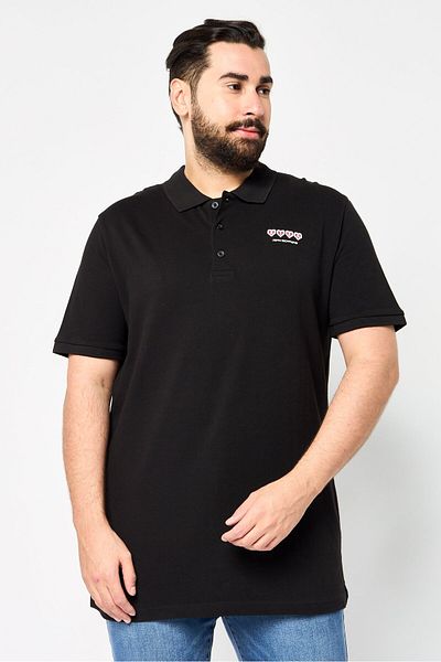 John Richmond Men Regular Fit Short Sleeve Brand Logo Polo Shirt, Black