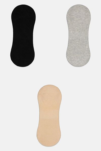 Bebe Women 3 Pairs Plain Invisible Socks, Multicolor