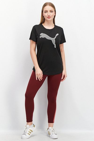 Puma Women Crew Neck Short Sleeves Brand Logo T-Shirt, Black