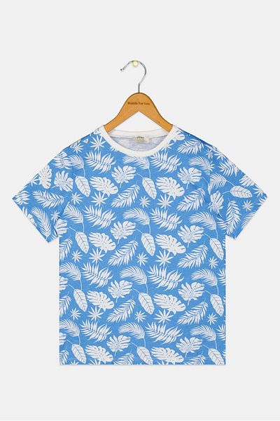 Koton Kids Boy Short Sleeve Floral Print T-Shirt, Multicolor